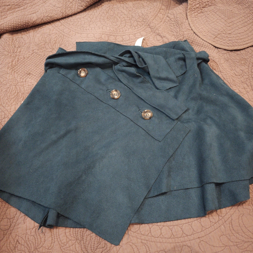 Blue Blush Deep Teal Mini Skirt with Button Detail